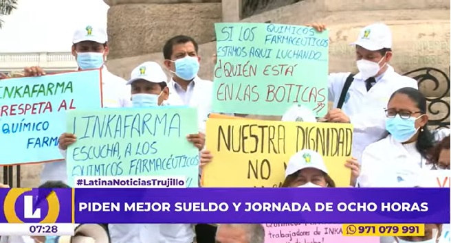 Trujillo: químicos farmacéuticos piden en protesta aumento de sueldos