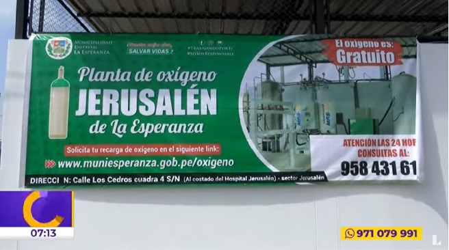Martín Namay dice que planta de oxígeno de La Esperanza estará operativa de haber demanda de pacientes