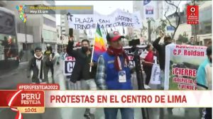 Protestas a favor y en contra de Pedro Castillo en el centro de Lima
