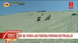 Trujillo: familias practican sandboarding en dunas de Conache por feriado largo