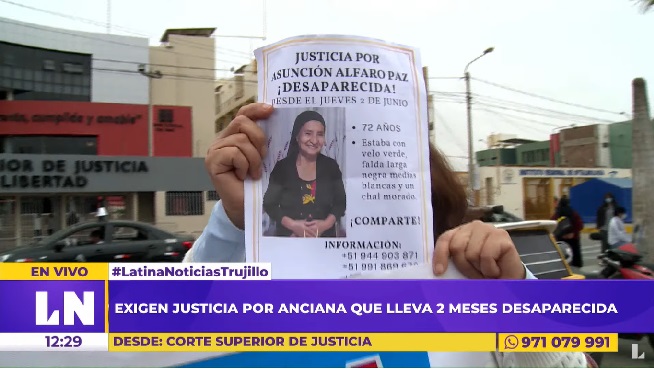 Trujillo: exigen justicia por anciana desaparecida hace dos meses