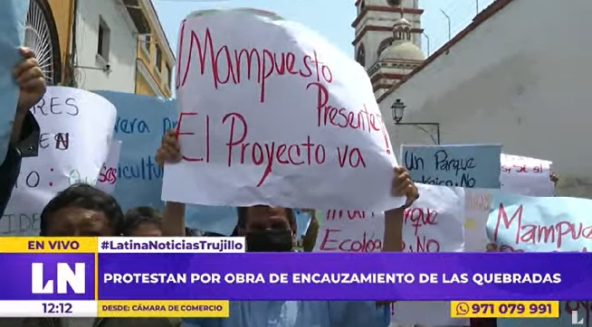 Trujillo: protestas a favor y en contra de obras de encauzamiento de quebradas