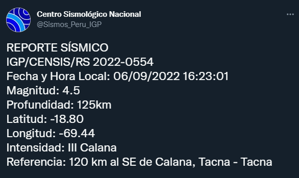 sismo tacna