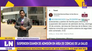 UNMSN: suspenden examen de admisión en área de Ciencias de la Salud