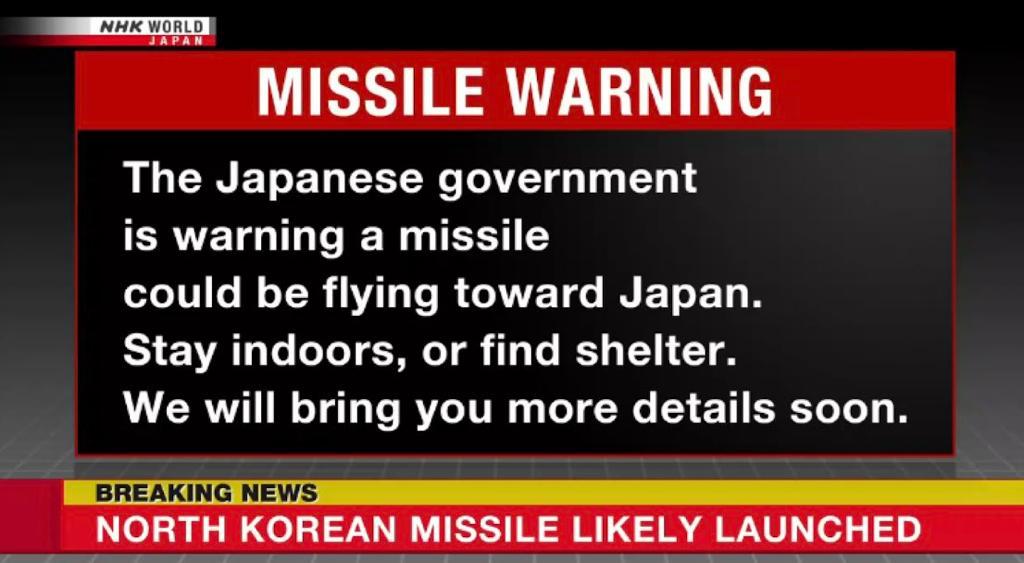 Alerta de misil en Japón.