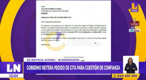 Gobierno insiste con pedido de cita para cuestión de confianza