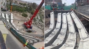 Cae estructura de nuevo puente en Lurín y deja dos obreros heridos
