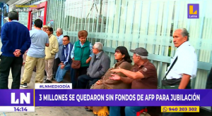 Tres millones de personas se han quedado sin fondos de AFP para su jubilación