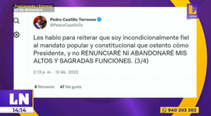 Pedro Castillo cataloga de “usurpadora” a Dina Boluarte y exige su libertad