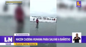 Chilca: hacen cadena humana para salvar a bañistas
