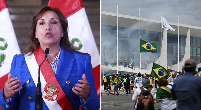 Dina Boluarte sobre revueltas en Brasil: «Rechazo el uso de la violencia»