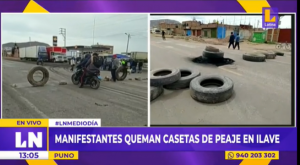 Protestas en Perú: manifestantes queman peaje de Ilave, en Puno