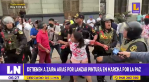 Zaira Arias fue detenida por la PNP tras arrojar pintura durante “Marcha por la paz”