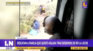 Lambayeque: rescatan a familia que quedó aislada tras desborde del río La Leche en Mórrope