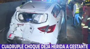 Cuádruple choque en Panamericana Norte deja herida a mujer embarazada