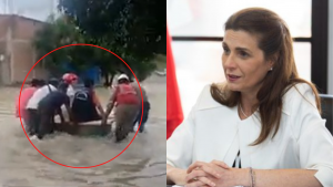 Lluvias en Perú: ministra de Vivienda es cargada en una inundación por trabajadores