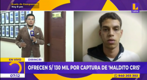 Ofrecen S/ 130 mil por captura de ‘maldito Cris’, asesino de sereno en Surco