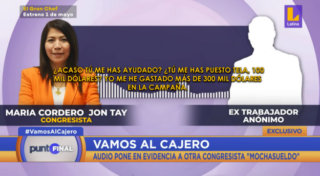 ONPE pide a María Cordero Jon Tay aclarar gastos de campaña en elecciones 2021