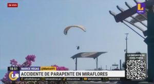 Miraflores: sujeto sufre accidente en parapente al estrellarse en Larcomar