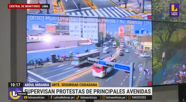 Protestas en Perú: con cerca de 3 mil cámaras se supervisa principales avenidas del Centro de Lima 