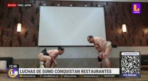 Restaurante japonés presenta luchas de sumo para atraer turistas