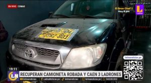 Comas: policía recupera camioneta robada y captura a tres ladrones