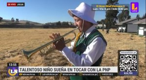 Talentoso niño de Jauja sueña con tocar en la banda de músicos de la Policía Nacional