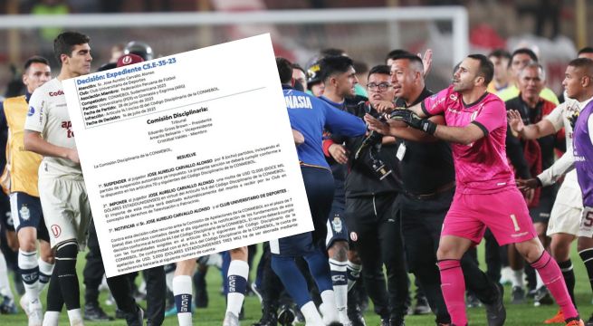 Sancionan a José Carvallo tras pelea con jugadores de Gimnasia en Copa Sudamericana