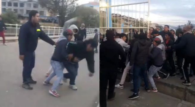Estudiantes protagonizan terrible pelea en la Universidad Nacional de Cajamarca
