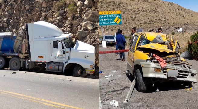 Arequipa: tres muertos dejó violento choque de auto con trailer