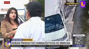 Delincuentes roban productos farmacéuticos de minivan en Los Olivos 