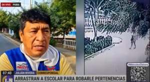 Delincuentes arrastran a escolar para robarle su celular