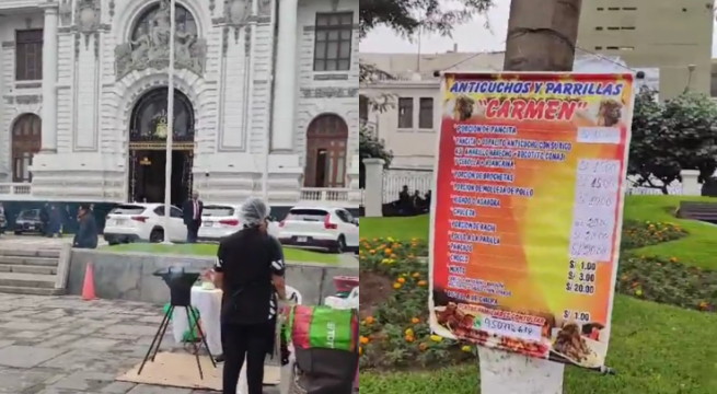 Colocan puesto de anticuchos y rachi dentro del Congreso