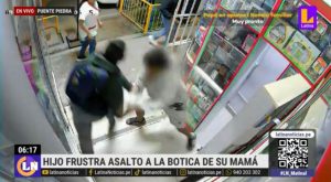 Hijo frustra asalto en defensa de su mamá | VIDEO