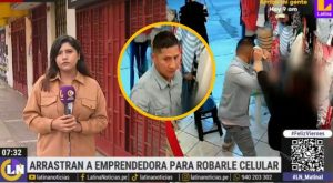 Los Olivos: delincuente arrastra a mujer para robarle su celular 