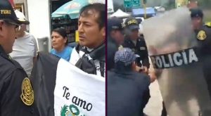 Policía arrebata bandera peruana «de luto» a manifestante