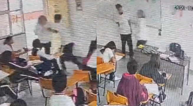 Escolar apuñala con una navaja a su maestra porque fue regañado | VIDEO