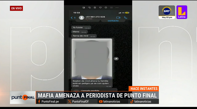 Equipo de Latina Noticias continúa recibiendo amenazas tras informe de Punto Final