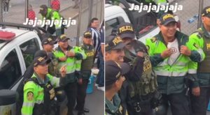 Alianza Lima vs. Universitario: policía se luce con camiseta crema a las afueras de Matute | VIDEO