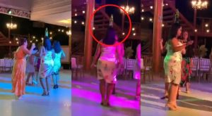 Profesora se luce en fiesta de promoción y baila con una botella en la cabeza