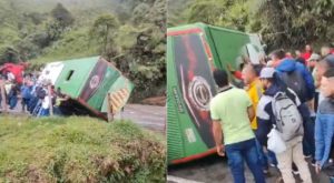 Bus con 42 pasajeros se volcó y deja varios heridos en Colombia