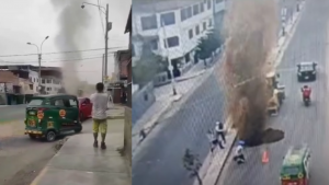 Villa El Salvador: rotura de tubería de gas natural genera alerta en vecinos | VIDEO 