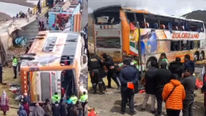 Tres muertos y más de 30 heridos deja accidente entre camión y bus