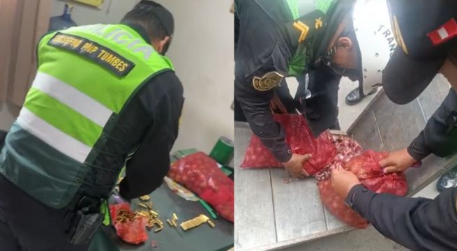 Sujetos trasladaban municiones en sacos de cebollas y limones hacia Ecuador