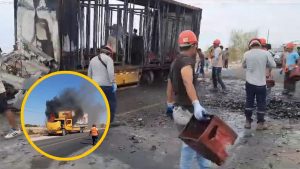 Piura: Camión repleto con cajas de cervezas se incendia en plena carretera