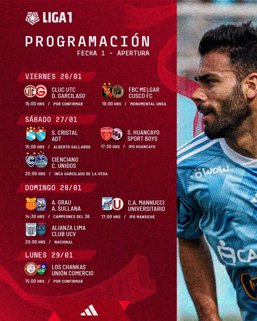 Liga 1 2024 programación y fixture de la fecha 1 del Torneo Apertura