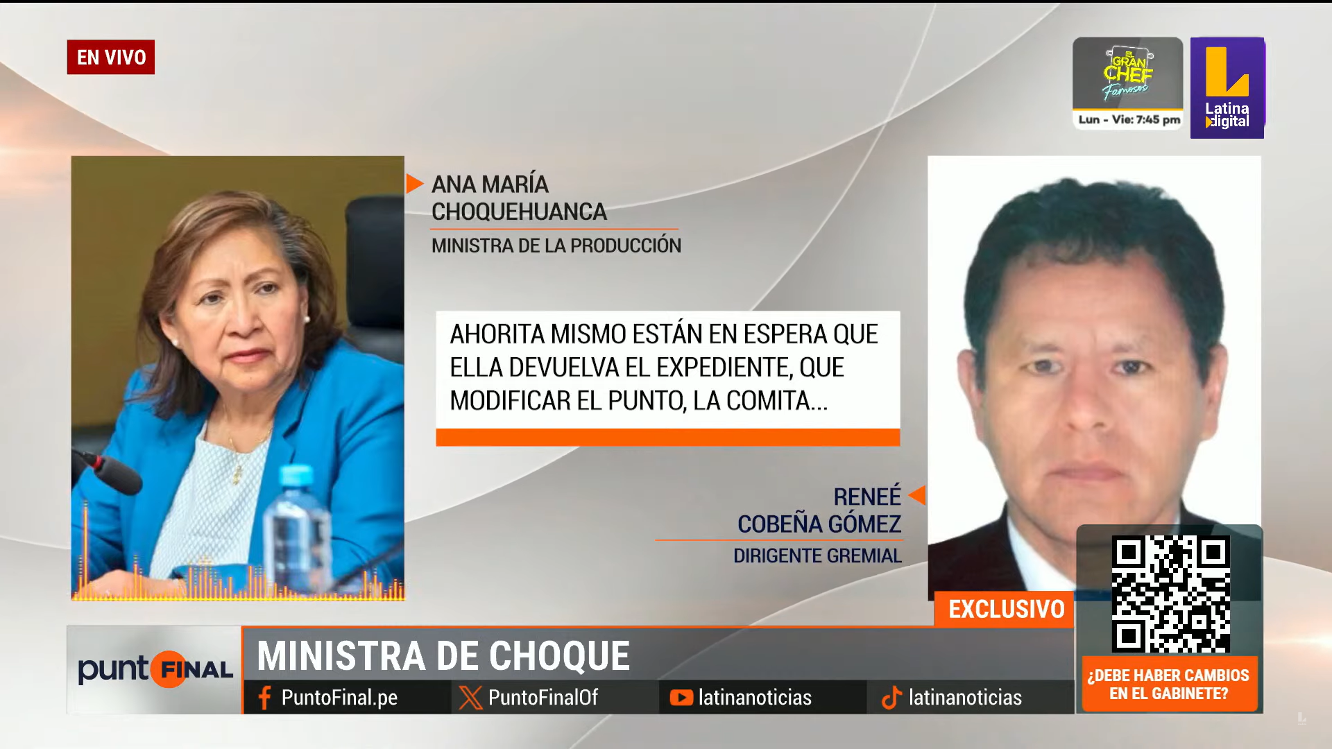 Ministra Choquehuanca descarta «acción contra ministro del Interior», tras destape de Punto Final