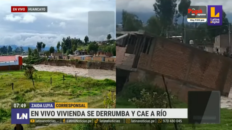 Huancayo: vivienda colapsa en vivo y cae a río Cunas