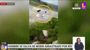 Hombre y su caballo se salvan de morir al intentar cruzar río tras caída de puente | VIDEO