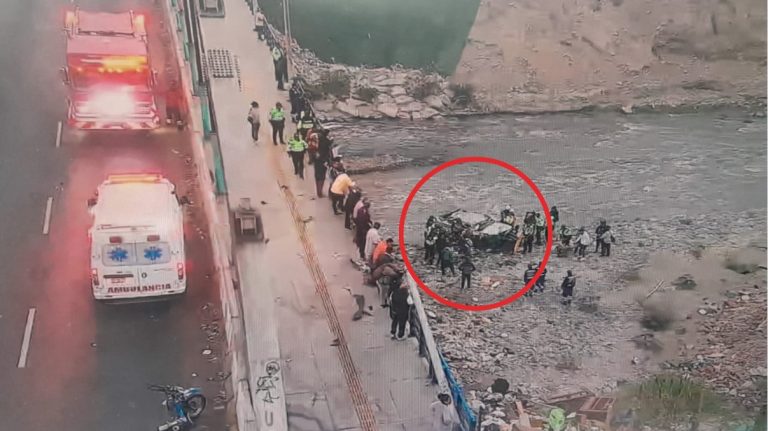 Impactantes imágenes de auto que cayó al río Rímac: dos personas fueron rescatadas | VIDEO